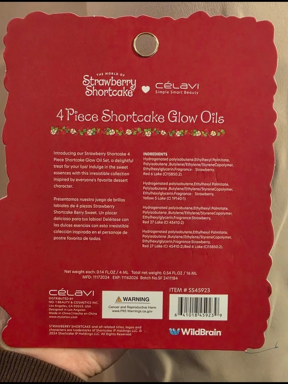 Strawberry Shortcake x Celavi Glow Oils Lip Gloss Set New